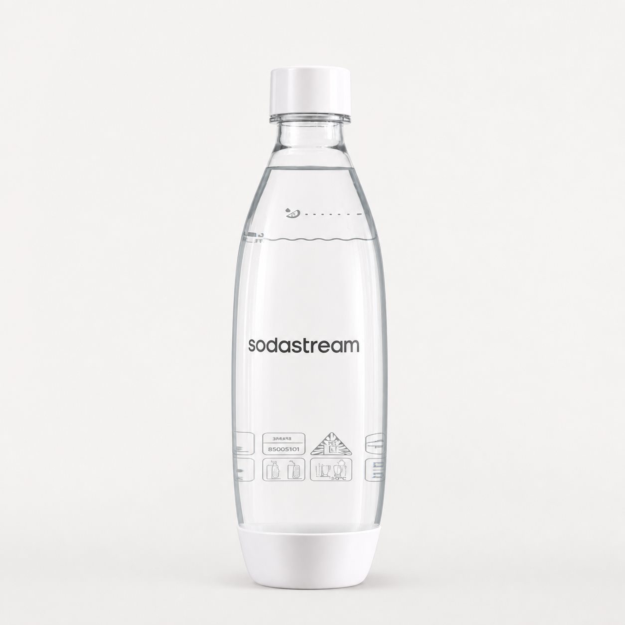 SodaStream 1 litre reusable carbonating bottle with white base